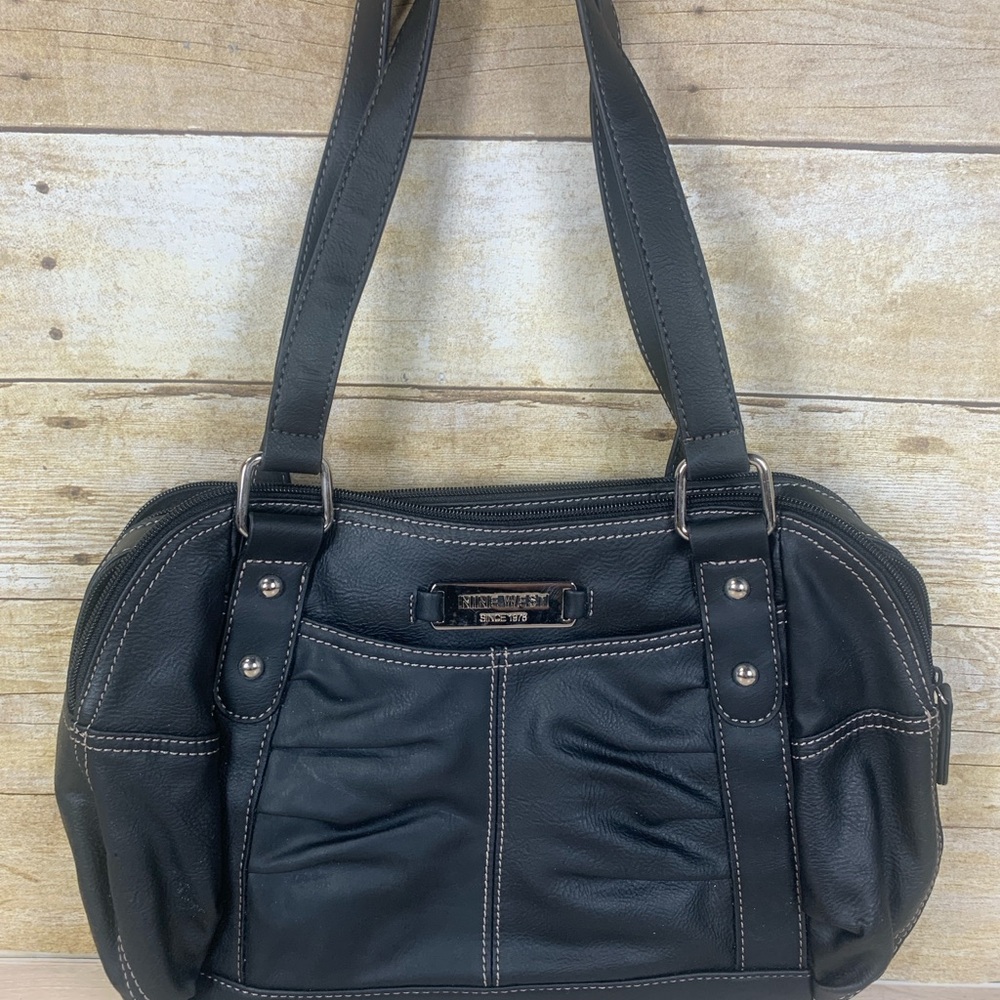 Nine West Black Shoulder Bag w/white Contrast Stitching Silver Hardware